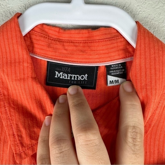 Marmot Orange Short Sleeve Button Front Shirt Size Medium - Picture 5 of 7